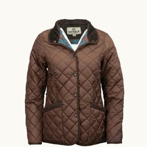 Outback Trading Womens Large Brown Quilted‎ Barn Jacket Puffer